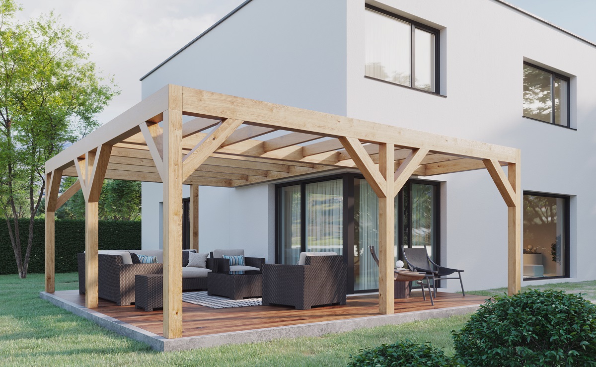 Wooden Pergola 60-60 3D Rendering Lightbox