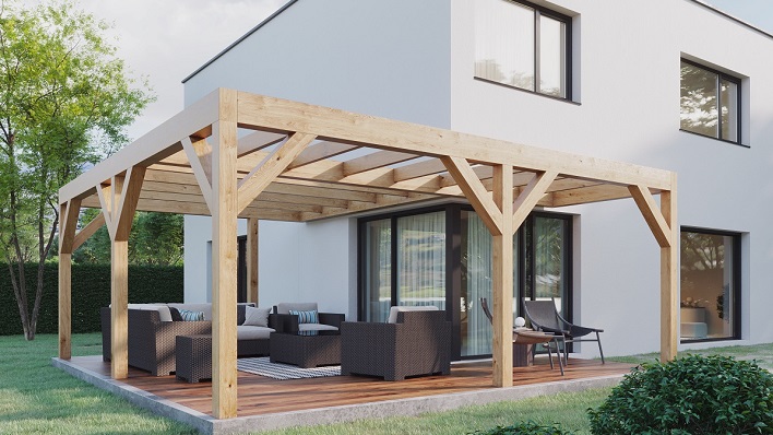 Wooden Pergola 60-60 3D Rendering