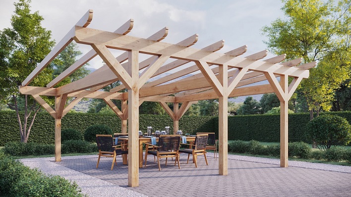 Wooden Pergola 66-56 3D Rendering thumbnail