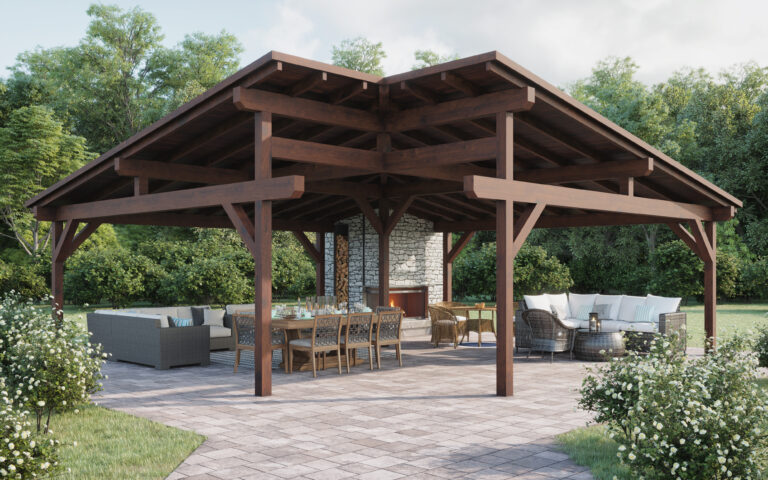 Freestanding Dual Lean-to Pergola - Wooden Pergolas