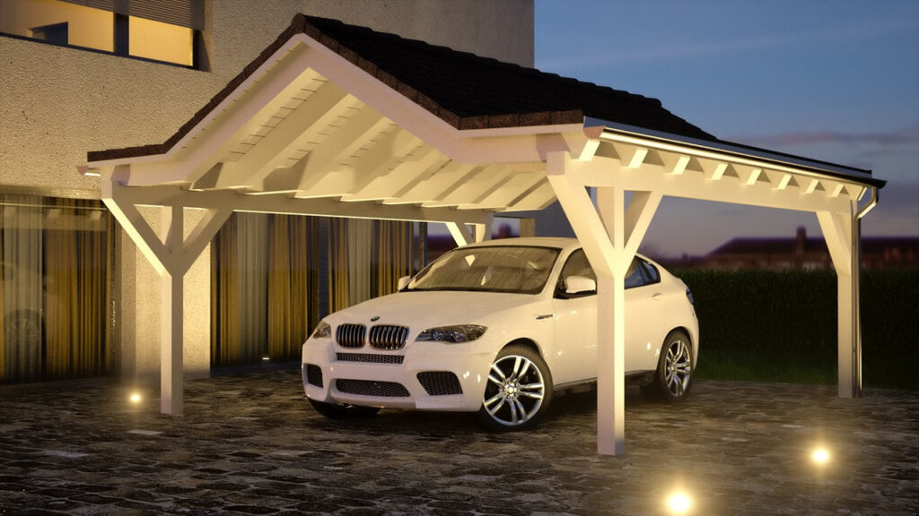 Carport with hat roof