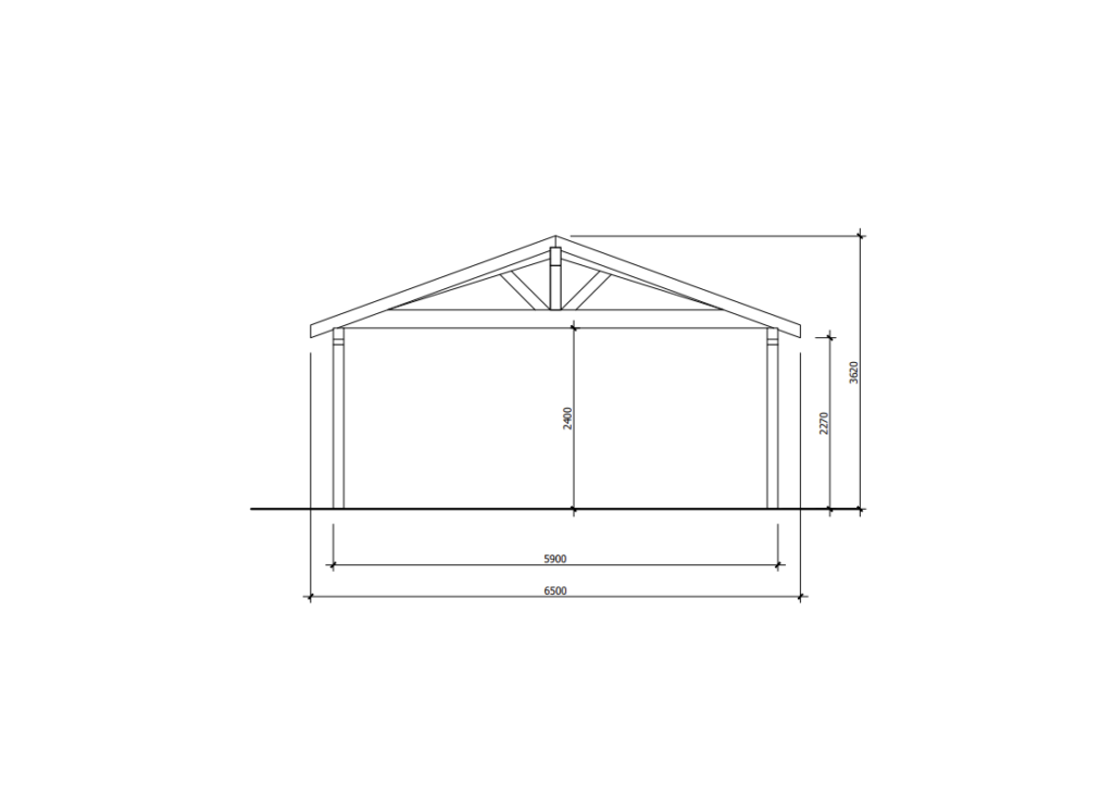 Double Carport with Gable Roof Front View