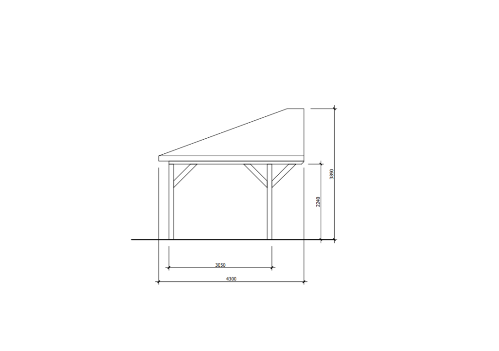 Freestanding Gable Roof Pergola Side View