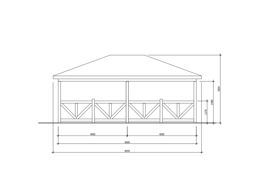 Double Carport with Hip Roof Front View