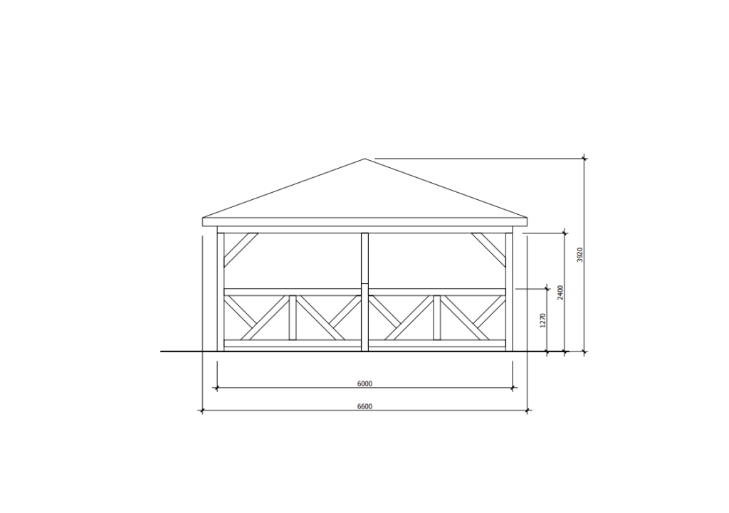 Double Carport with Hip Roof Side View