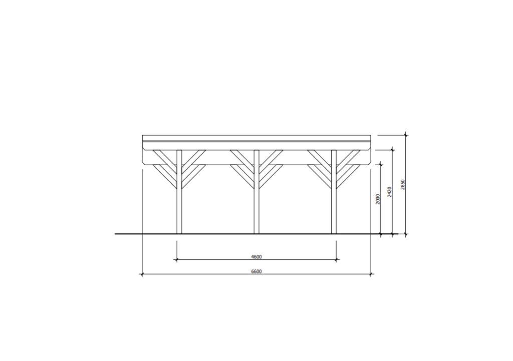 Freestanding Lean-to Pergola Front View