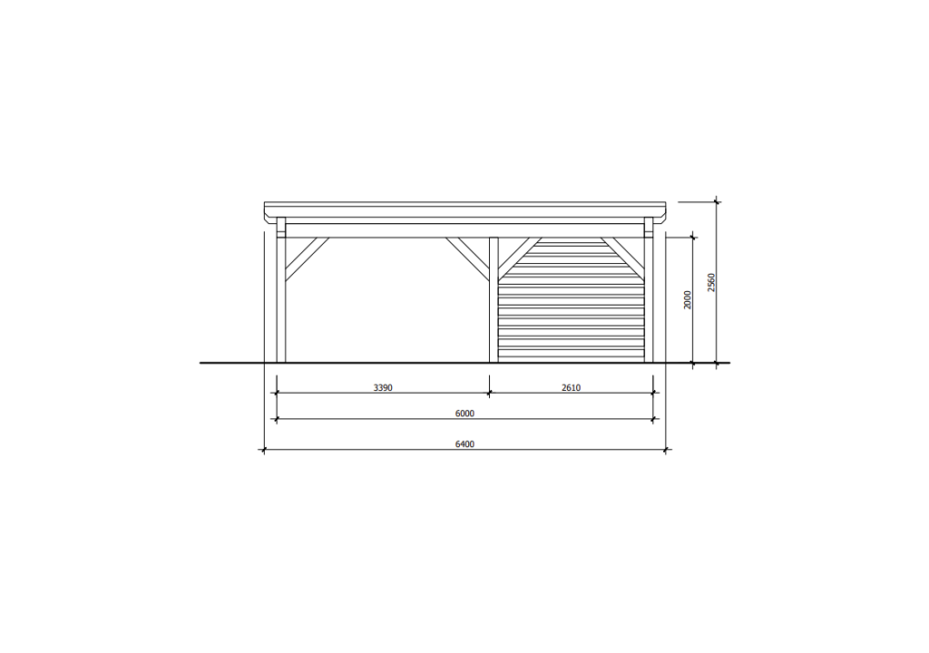 Double Carport with Wall Panels Front View