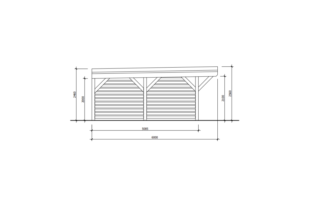 Double Carport with Wall Panels Side View