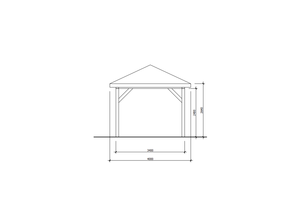 Freestanding Hip Roof Pergola Side View