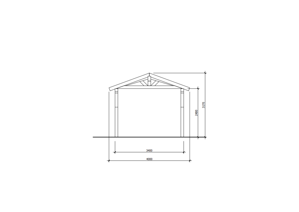 Single Carport with Gable Roof Front View
