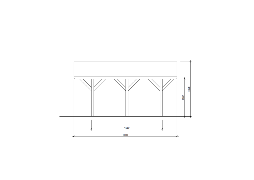 Single Carport with Gable Roof Side View