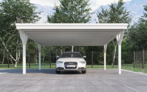 Front View Double Carport with Flat Roof