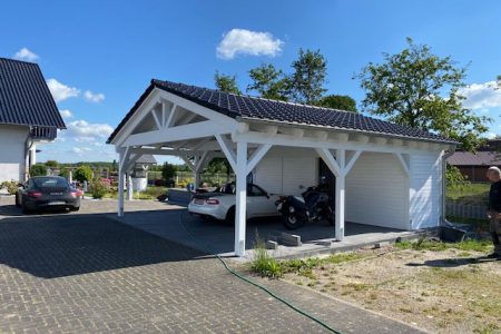 Carport with storage room