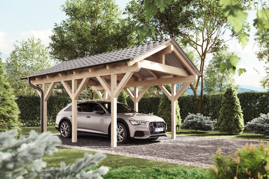 Single Carport with Gable Roof - Wooden Carports