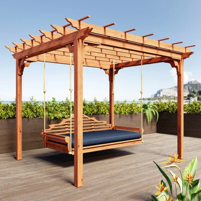 pergola on raised deck swings