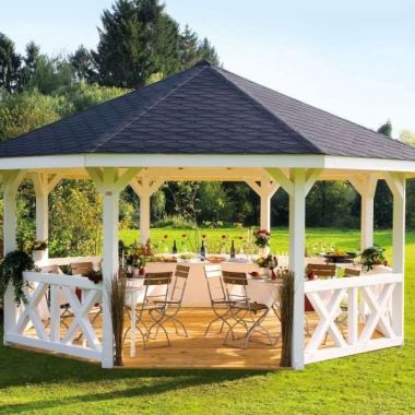 Wedding in wooden pergola